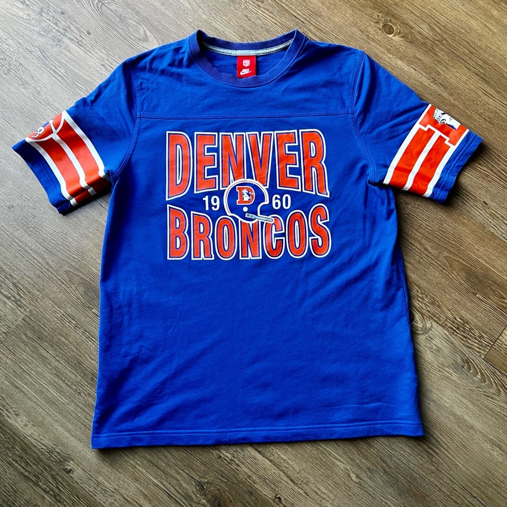 Nike Denver Broncos 1960 NFL Men's Large Short Sleeve Retro Shirt Blue Orange